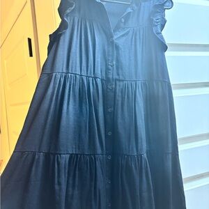 Black Ruffled Sleeveless Dress